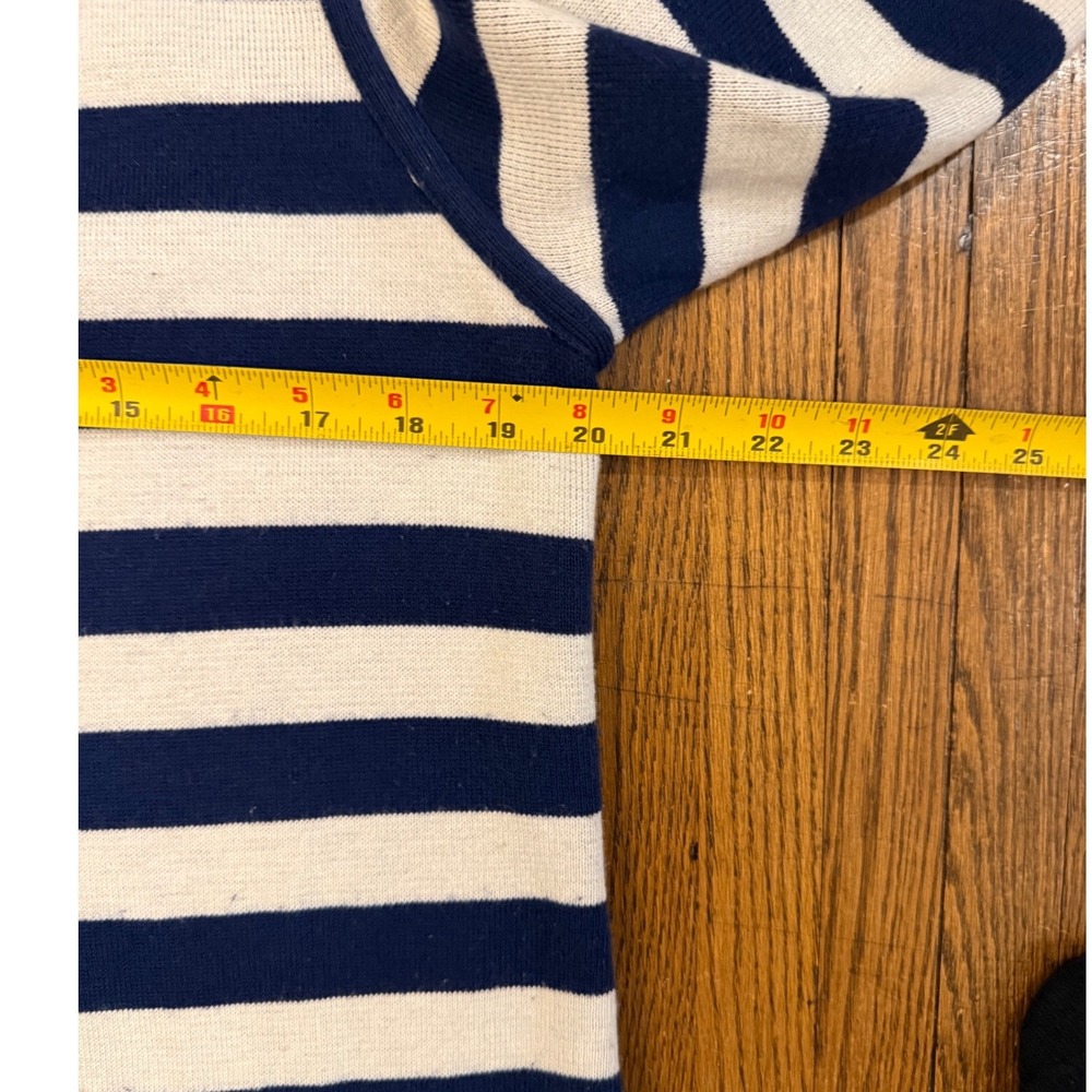 Reversible Navy White Striped Hooded Cardigan Open Front Duster Sweater Womens - Picture 7 of 9